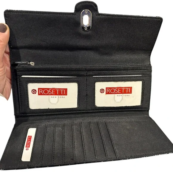 Chic Black Croc-Embossed Wallet / Clutch - Picture 3 of 3